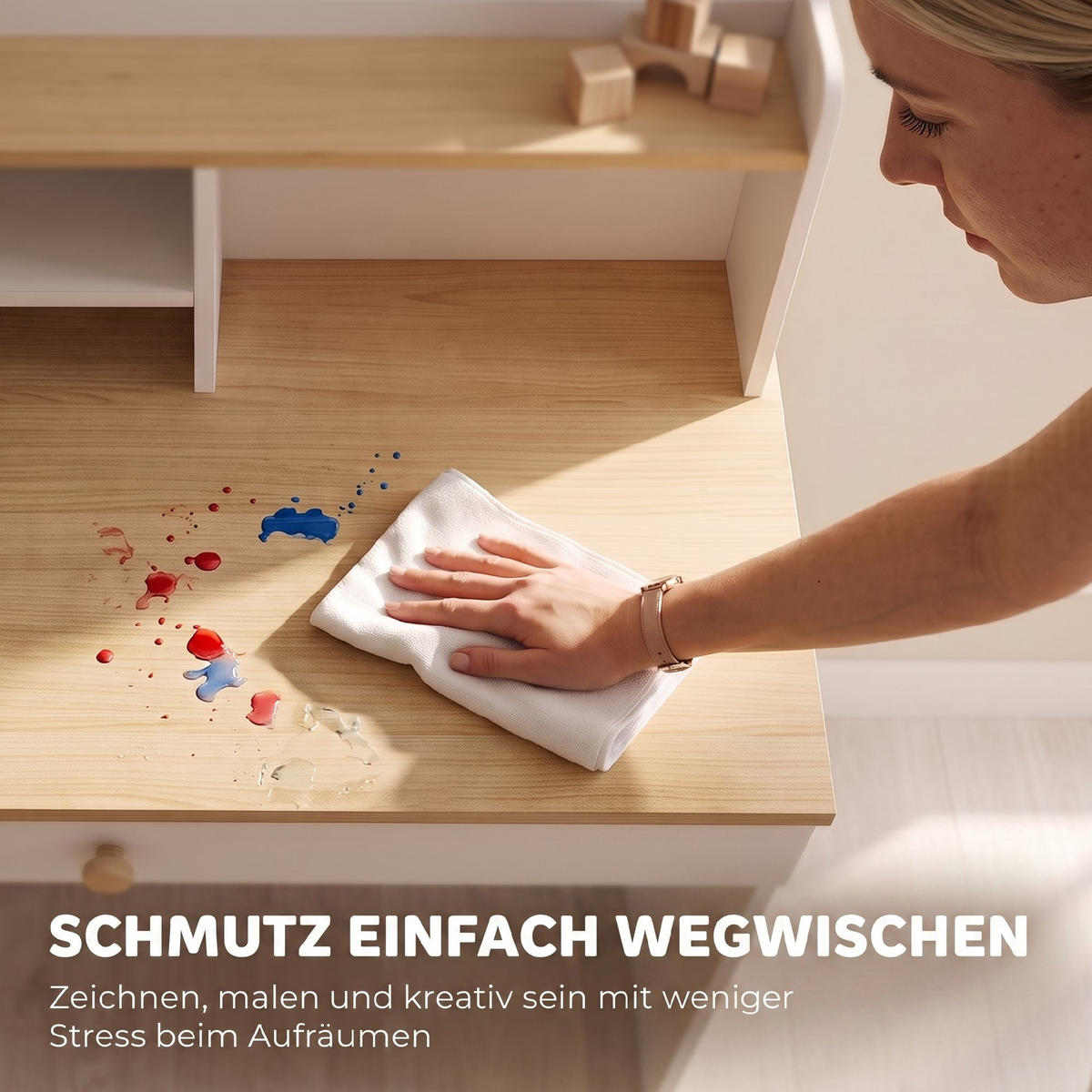KINDERSCHREIBTISCH Spanplatte MDF Weiß - Weiß, Holzwerkstoff (50/100/80cm) - AIYAPLAY