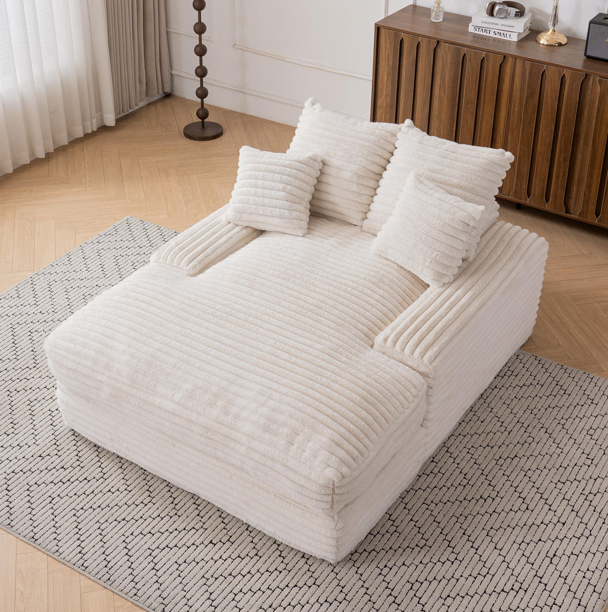 RELAXLIEGE mit 4 Kissen 137 x 175 cm Cord Beige - Beige, Kunststoff (137/63/175cm) - Beauniv