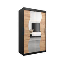 SCHWEBETÜRENSCHRANK 200/120/62 2-türig - Silberfarben/Schwarz, Holz/Kunststoff (120/200/62cm) - Abiks Möbel