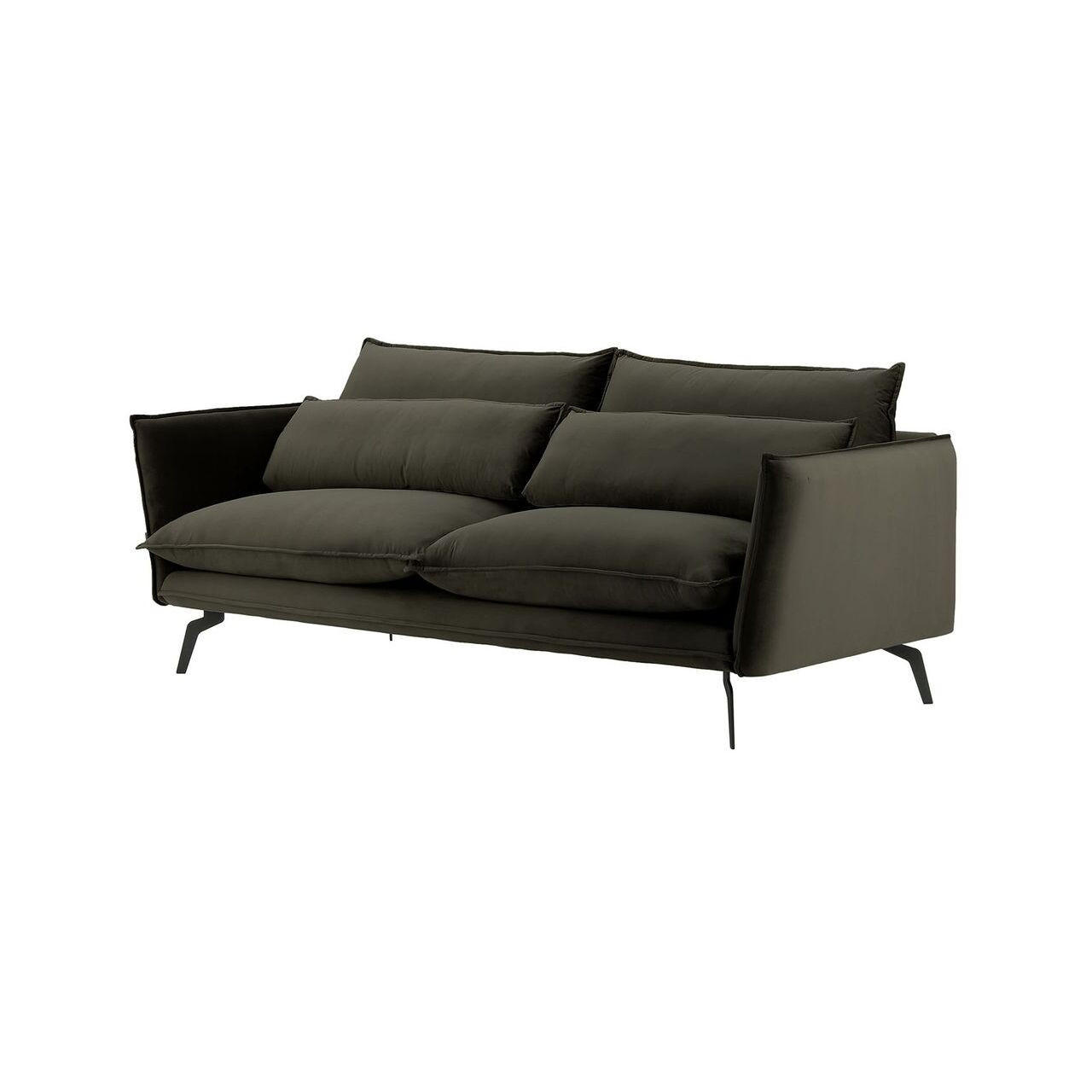 DREISITZER-SOFA Layla-Velluto 20 - Schwarz, Holz/Textil (237/95/98cm)