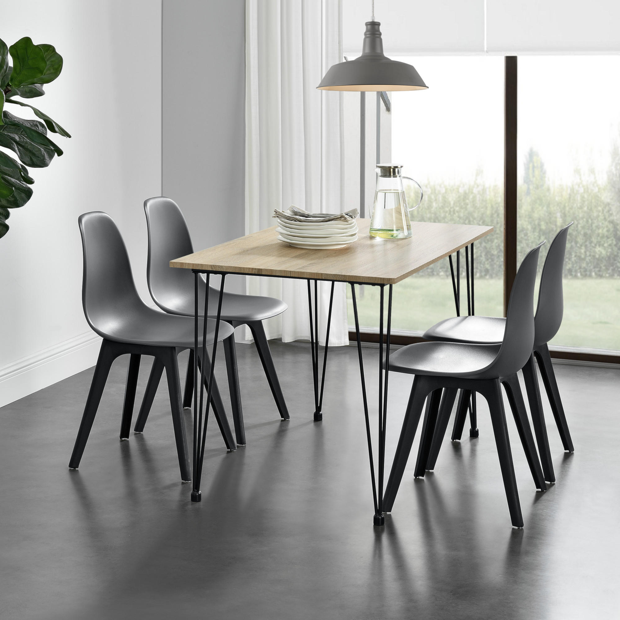 ESSTISCH Kiel - Eichefarben, Holzwerkstoff/Metall (70/120/75cm) - [en.casa]