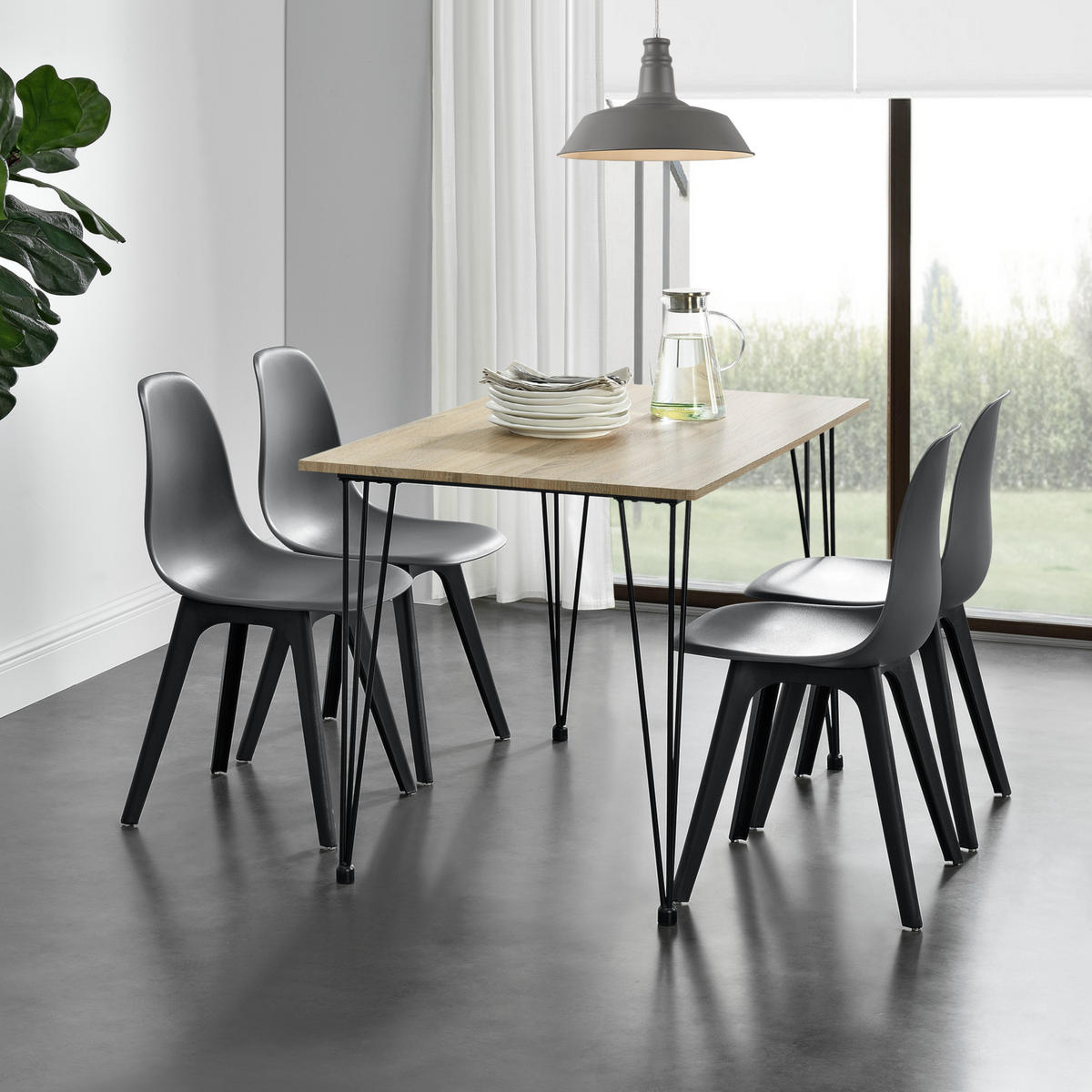 ESSTISCH Kiel - Eichefarben, Holzwerkstoff/Metall (70/120/75cm) - [en.casa]