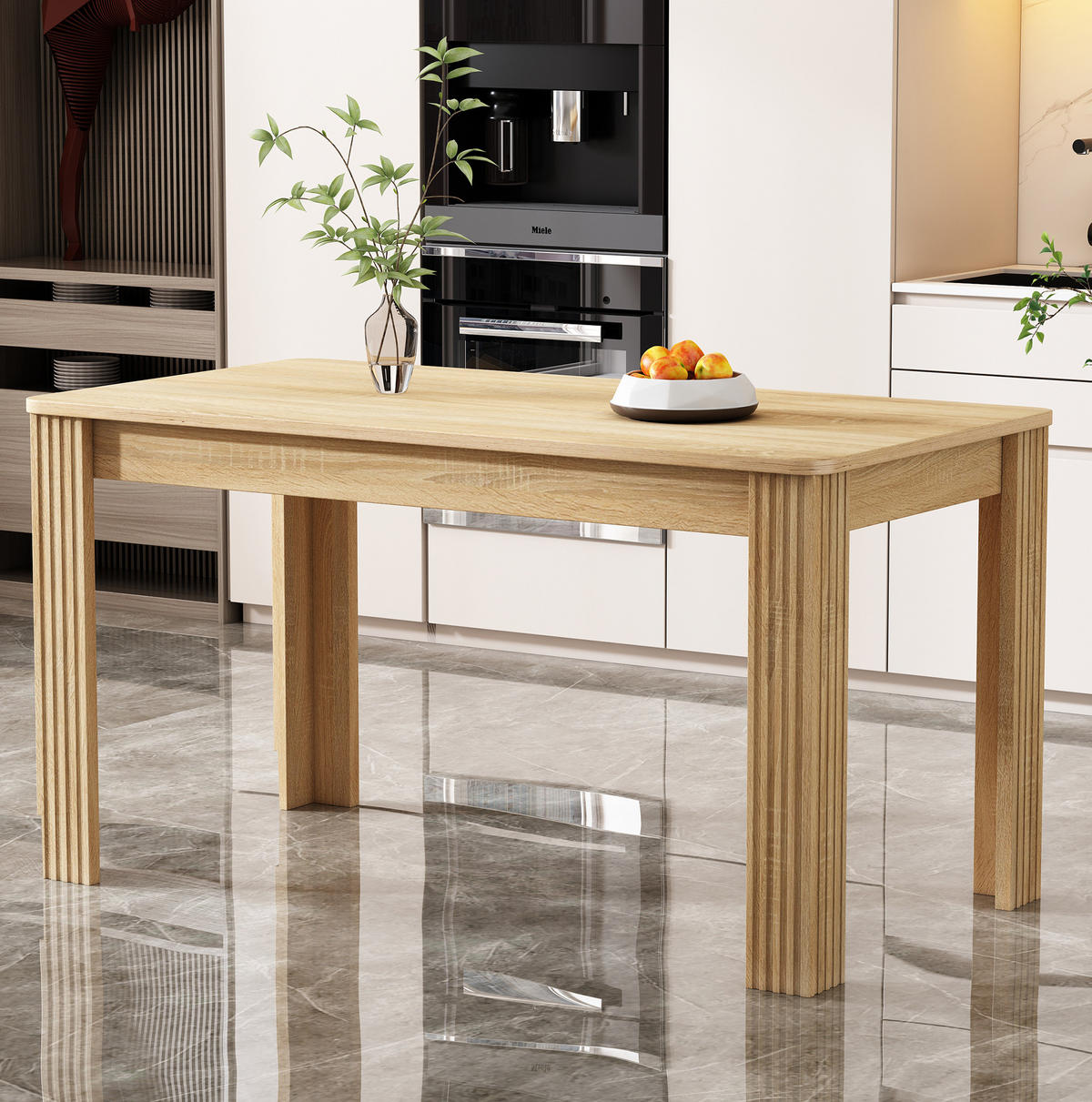 ESSTISCH rechteckig Holzoptik Eiche mit vier Beinen - Braun, Holzwerkstoff (116/65/75cm) - Meubliv