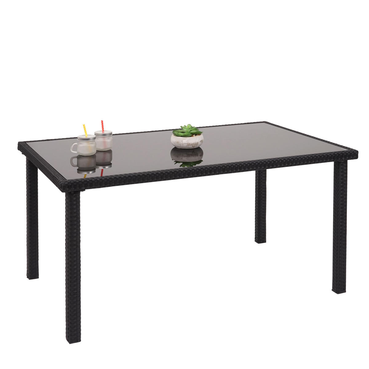 POLY-RATTAN TISCH rechteck Schwarz - Schwarz, Kunststoff (75/120/71cm) - MCW