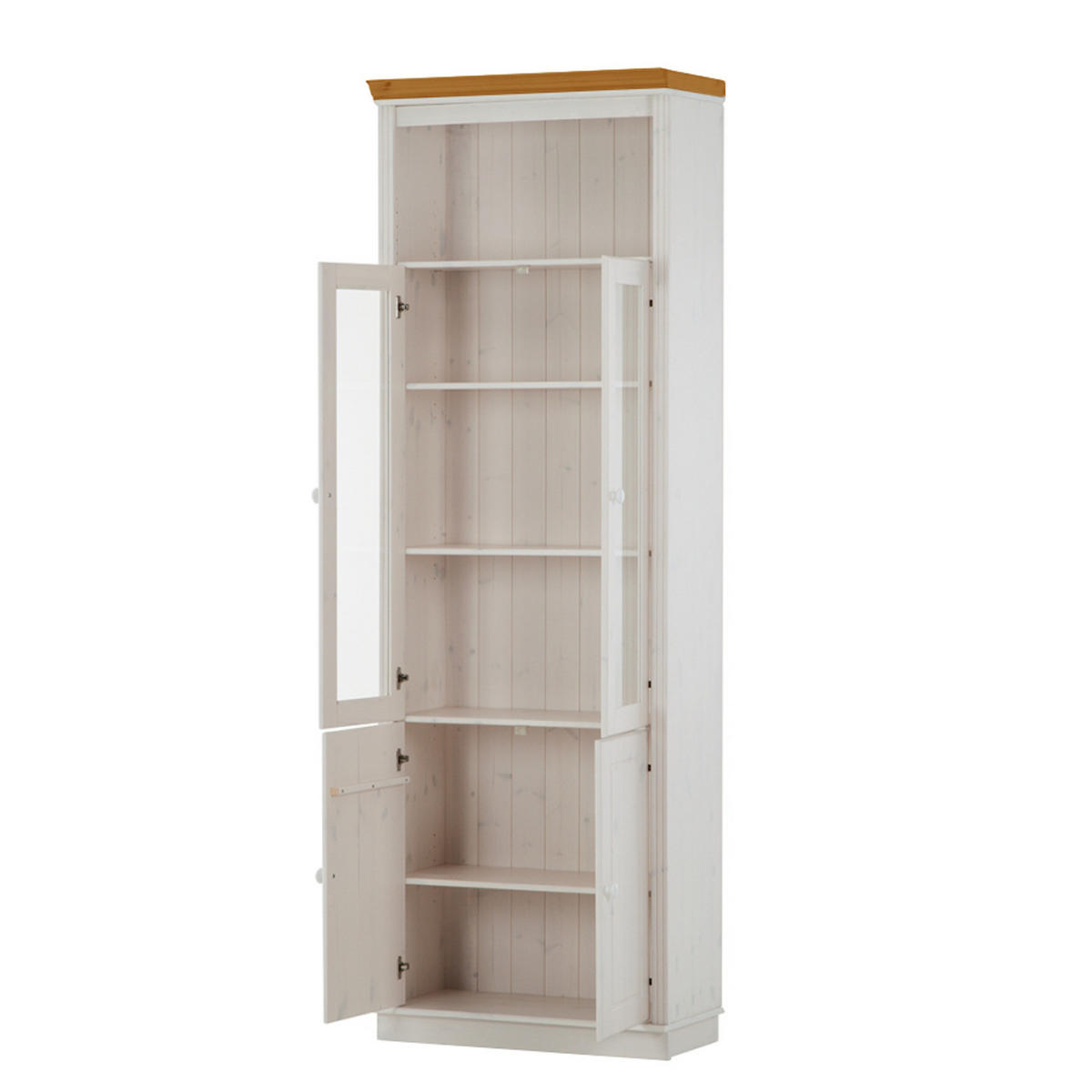 STANDVITRINE - Kiefer massiv - Weiß/Kieferfarben, Holz (74/223/37cm) - home24