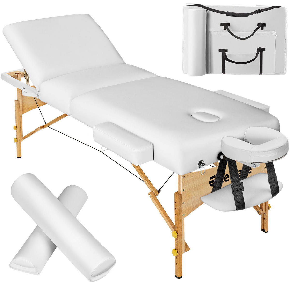 MASSAGELIEGE-SET 3 Zonen Somwang,218 x 102 x 90 cm,weiß - Weiß, Textil (108/90/218cm) - tectake