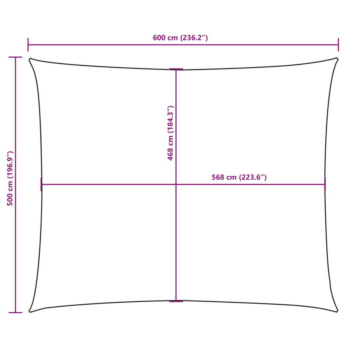 SONNENSEGEL Oxford-Gewebe Rechteckig 5/6 M Creme - Creme, Textil (500/600cm) - vidaXL