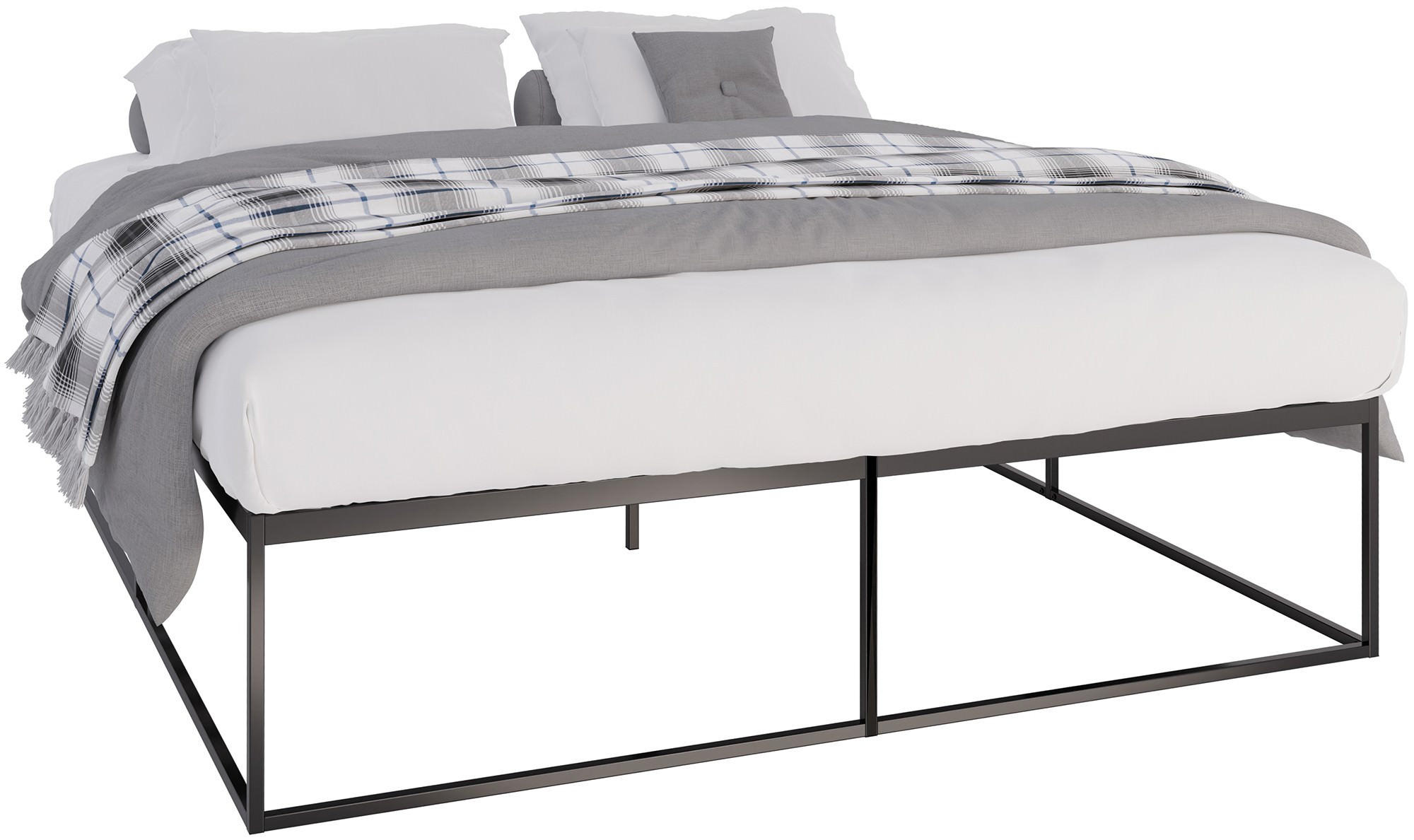 METALLBETT 185.5/205.5/46.5 cm Metall Schwarz - Schwarz, Metall (185.5/205.5cm) - CLP