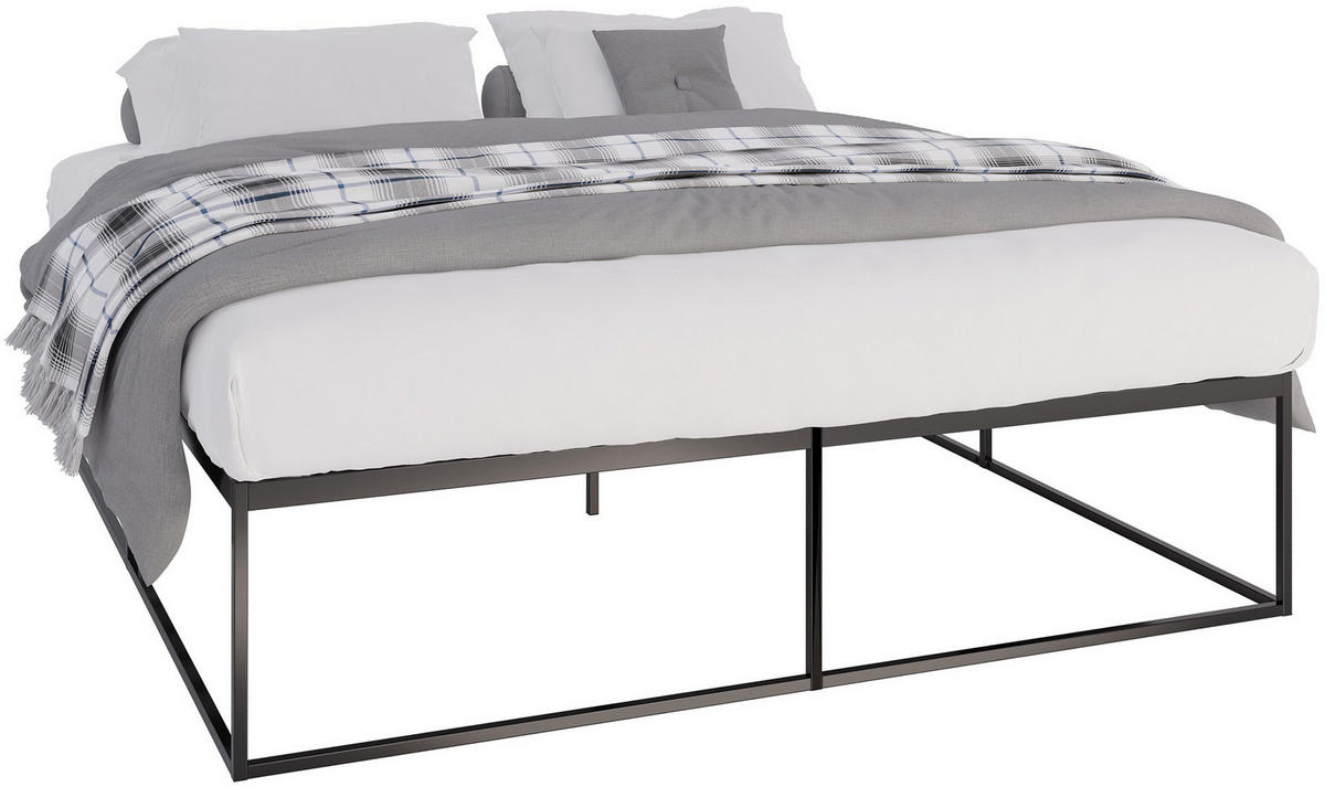 METALLBETT 185.5/205.5/46.5 cm Metall Schwarz - Schwarz, Metall (185.5/205.5cm) - CLP