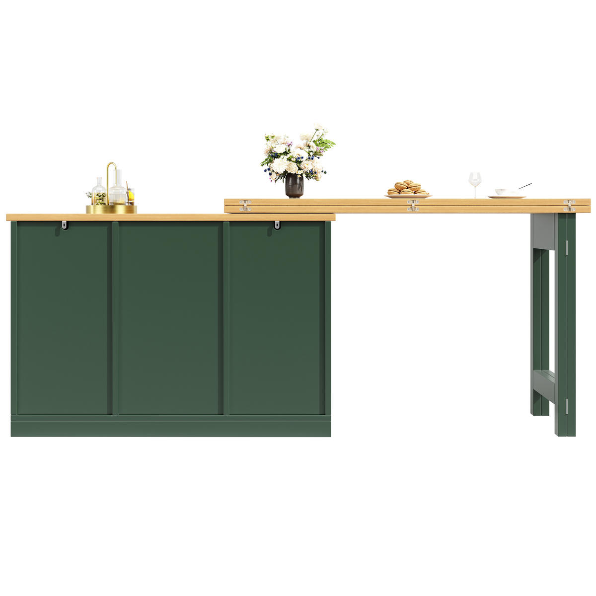 BARTISCH DE-38345 120/180 cm ausziehbar mit 360° Drehfunktion Dunkelgrün - Grün, Holzwerkstoff (40/120/76cm) - ComfortXL