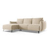 ECKSOFA mit Schlaffunktion Samt Stoff Beige - Beige/Creme, Textil/Metall (162/242cm) - Makamii