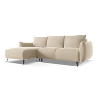 ECKSOFA mit Schlaffunktion Samt Stoff Beige - Beige/Creme, Textil/Metall (162/242cm) - Makamii