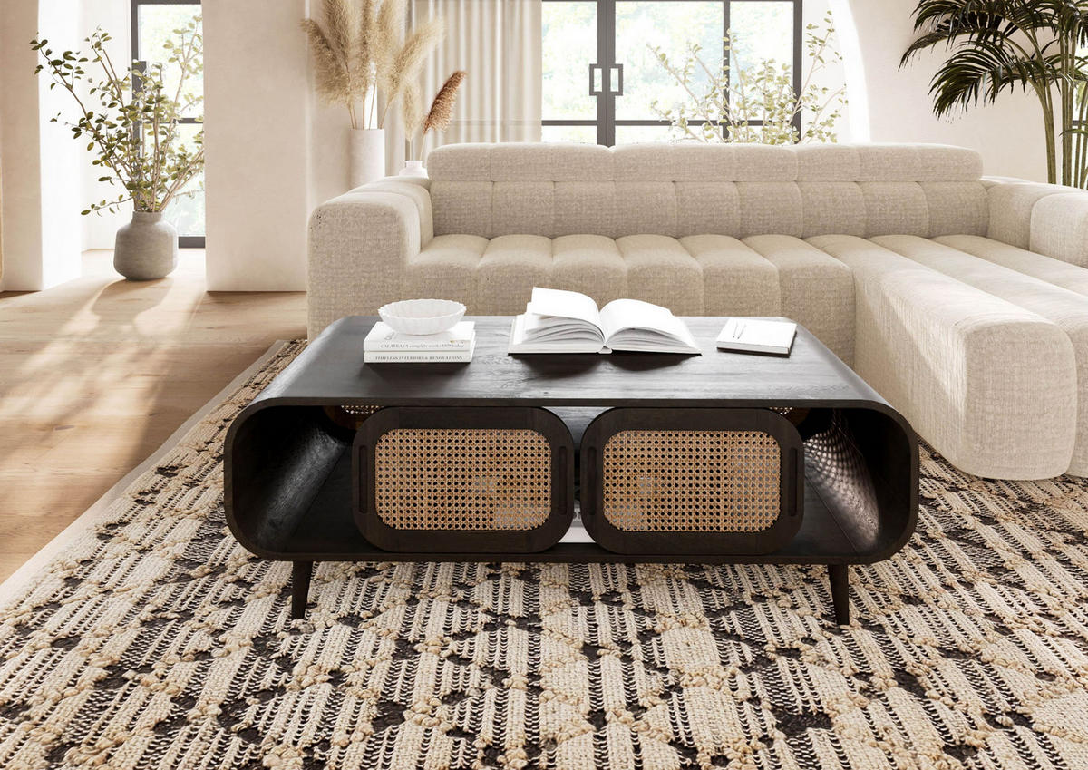 COUCHTISCH Mango 120x60x45 dunkelgrau lackiert VALENCIA #201 - Grau, Holz (120/60/45cm) - Massivmoebel24