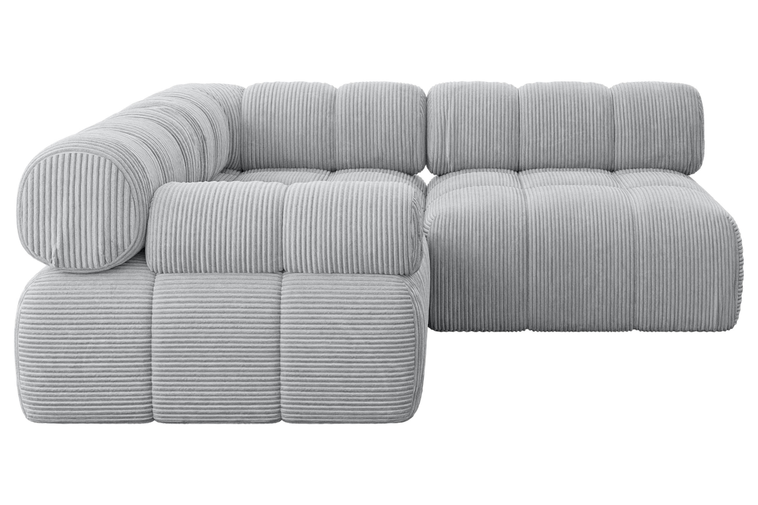 ECKSOFA modulares Sofa Mende-L1 - 190x190x70 cm Grau Cord - Grau, Holzwerkstoff/Textil (190/190cm) - ALTDECOR