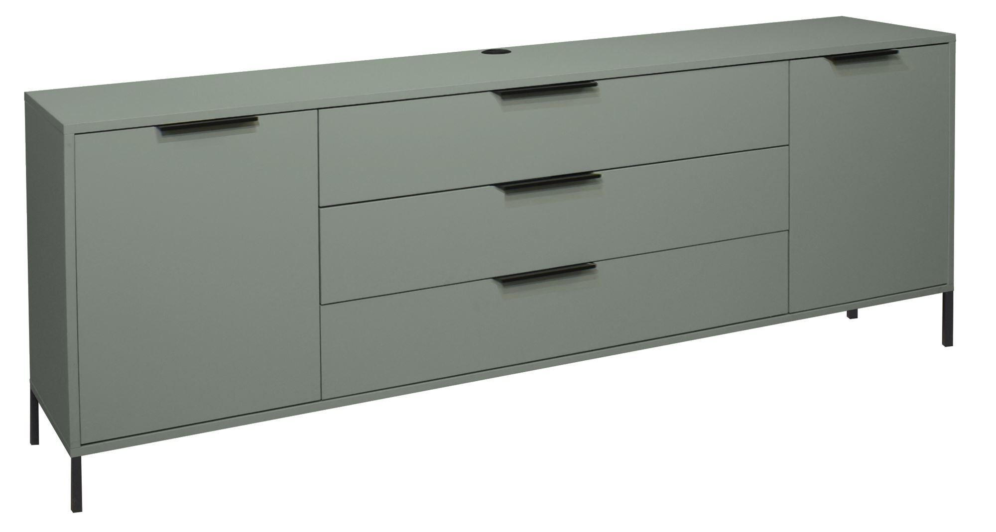 LOWBOARD Erna 216x45x82 Pinie Green matt Lack - Grün, Holzwerkstoff (216/82/45cm) - 58aufmkessel