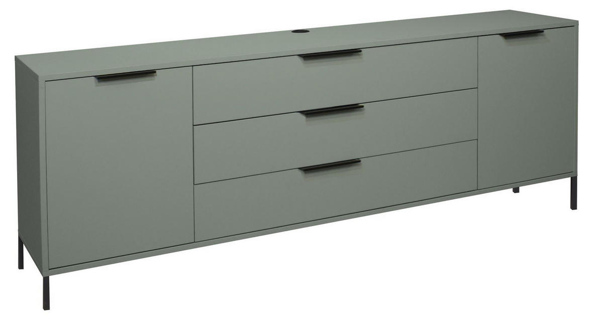 LOWBOARD Erna 216x45x82 Pinie Green matt Lack - Grün, Holzwerkstoff (216/82/45cm) - 58aufmkessel