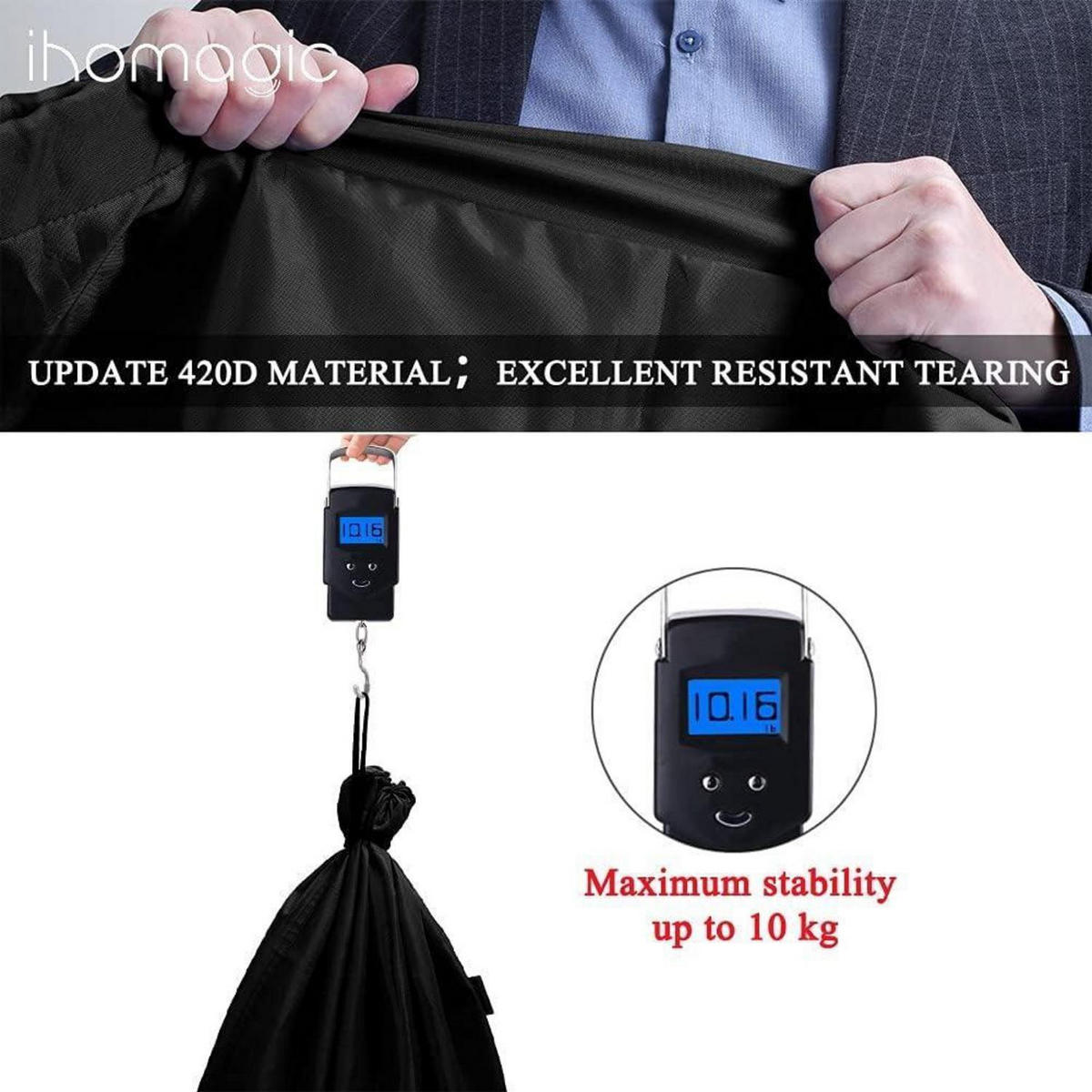 WÄSCHESACK 2-teiliges Set 120L 420D Nylon Schwarz - Schwarz, Textil (91.9/1.5/92cm)