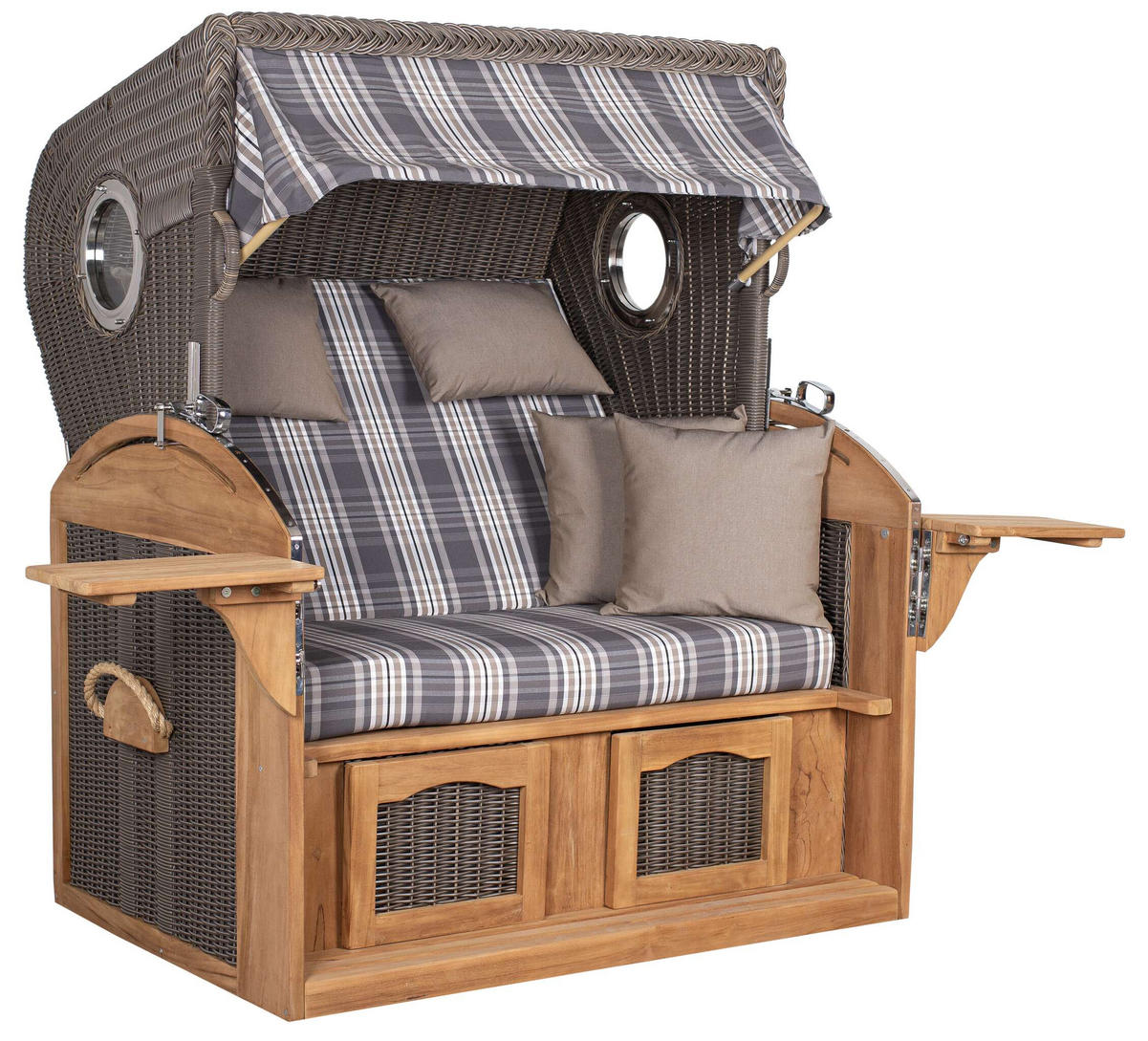 STRANDKORB XL Schillig Bullauge - Braun/Grau, Metall (142/170/95cm) - Mr. Deko