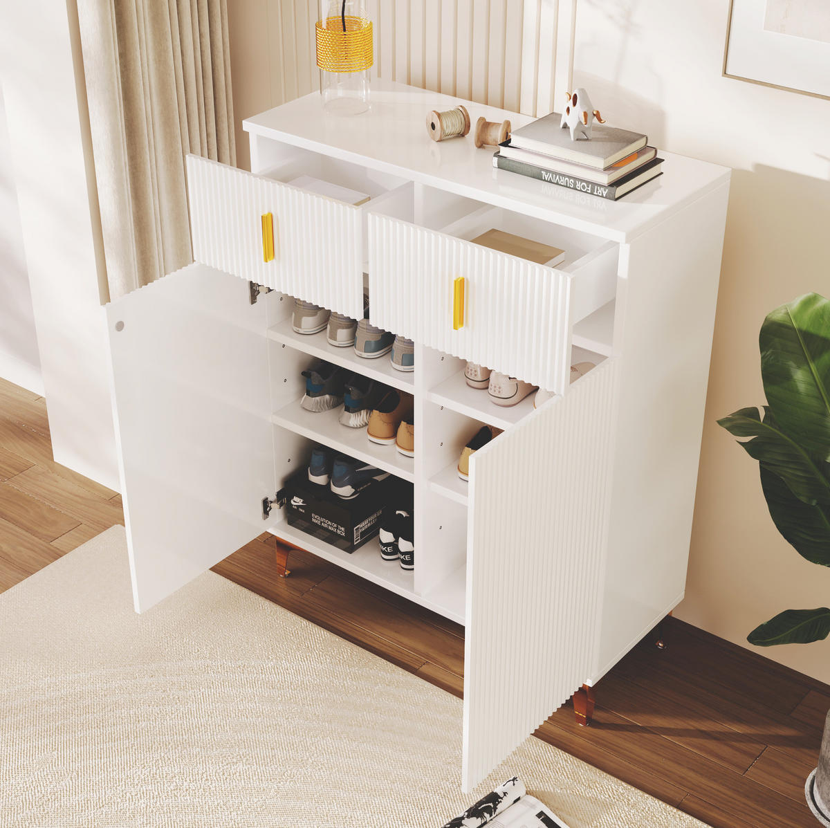 SIDEBOARD 83/35/101 cm weiß aus Spanplatte mit 2 Türen und 2 Schubladen - Weiß, Holzwerkstoff (83/101/35cm) - OKWISH