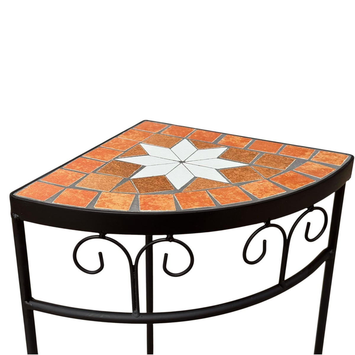 BLUMENHOCKER Ecke mit Mosaik Metall Schwarz/Terrakotta 19/19/42 cm - Schwarz, Metall (19/41/19cm) - DanDiBo