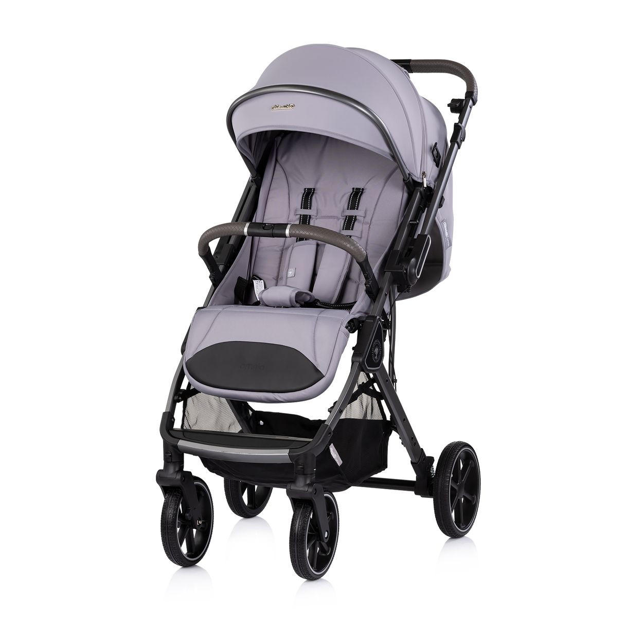 KINDERWAGEN Omnia PU-Räder grau klappbar, Stoßdämpfer, Sonnendach, Fußsack - Grau, Metall (69/63/102cm) - Chipolino