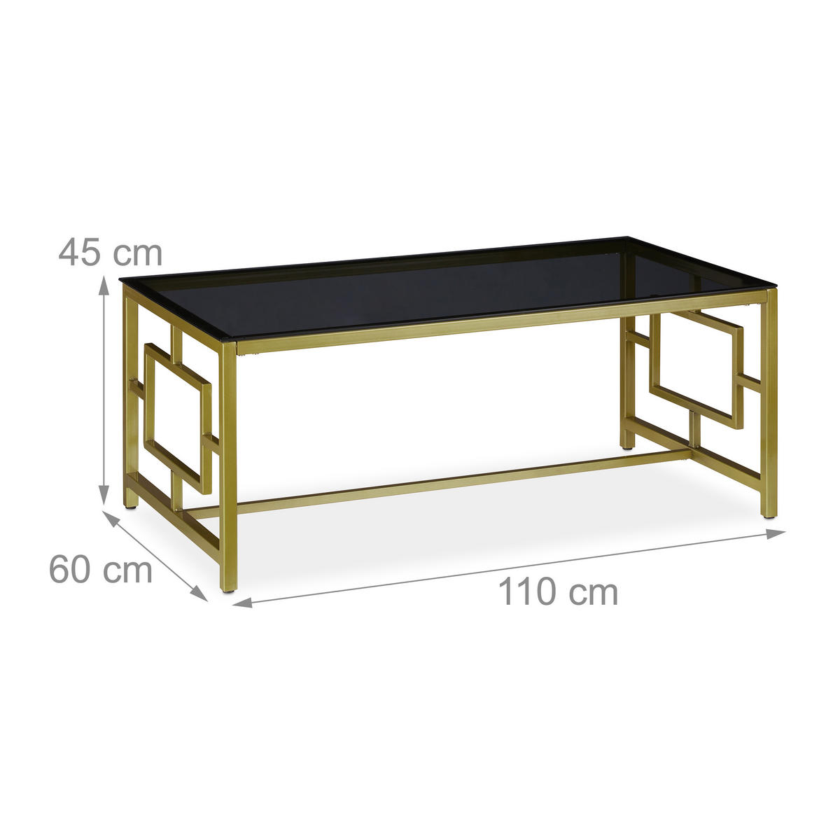 COUCHTISCH - Multicolor, Glas/Metall (60/110/45cm) - Relaxdays