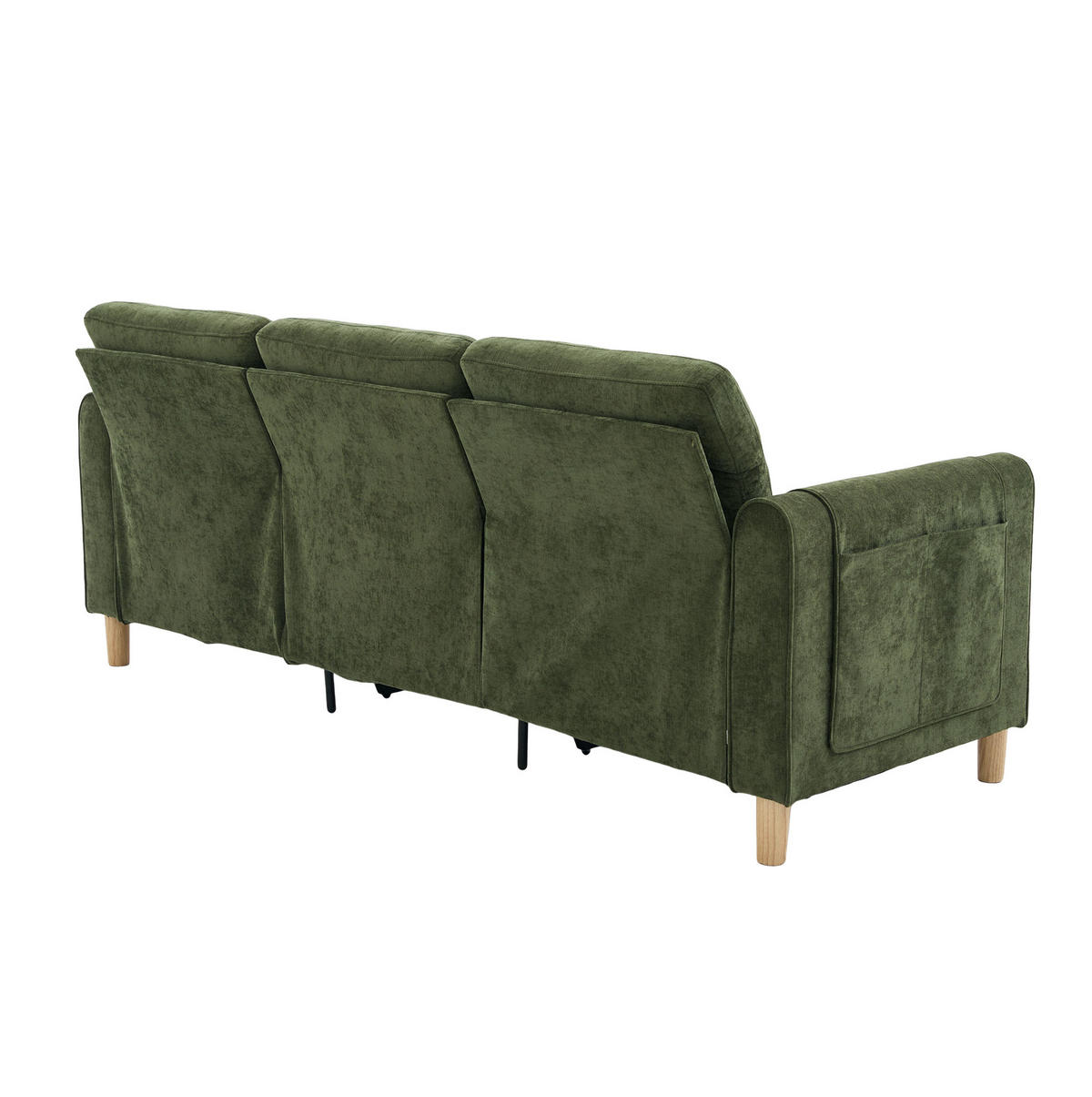 SOFA 201/77/86 cm, 3-sitzig, aus Chenille mit Stauraumhocker - Grün, Textil (77/86/201cm) - Flora Grace