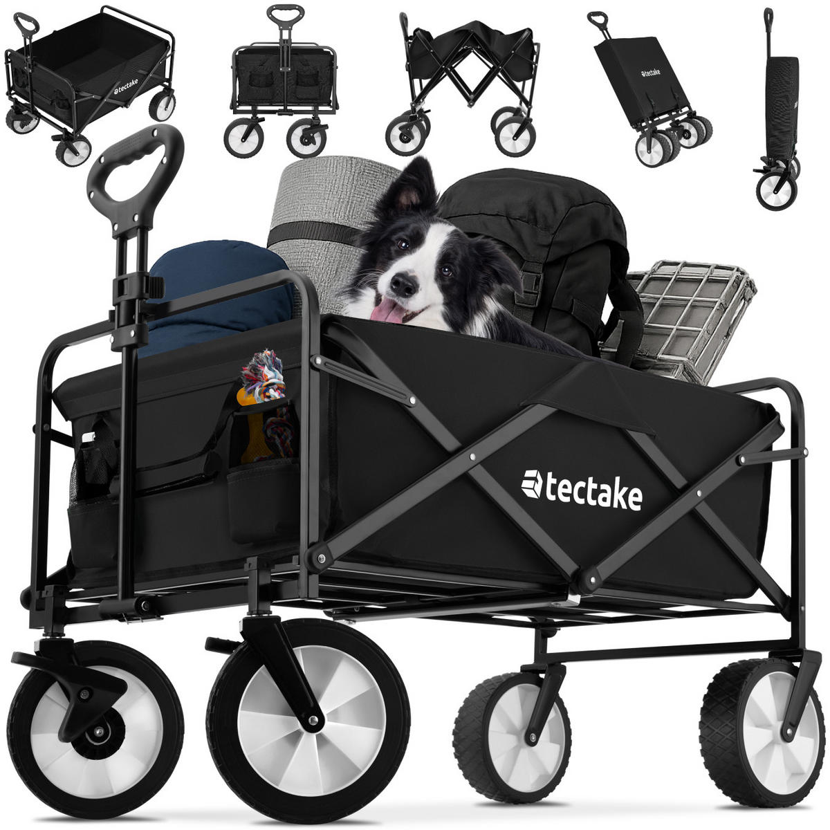 BOLLERWAGEN Leon, inklusive Tragetasche, Belastbarkeit 80 kg, schwarz - Schwarz, Kunststoff (53.5/101/91cm) - tectake