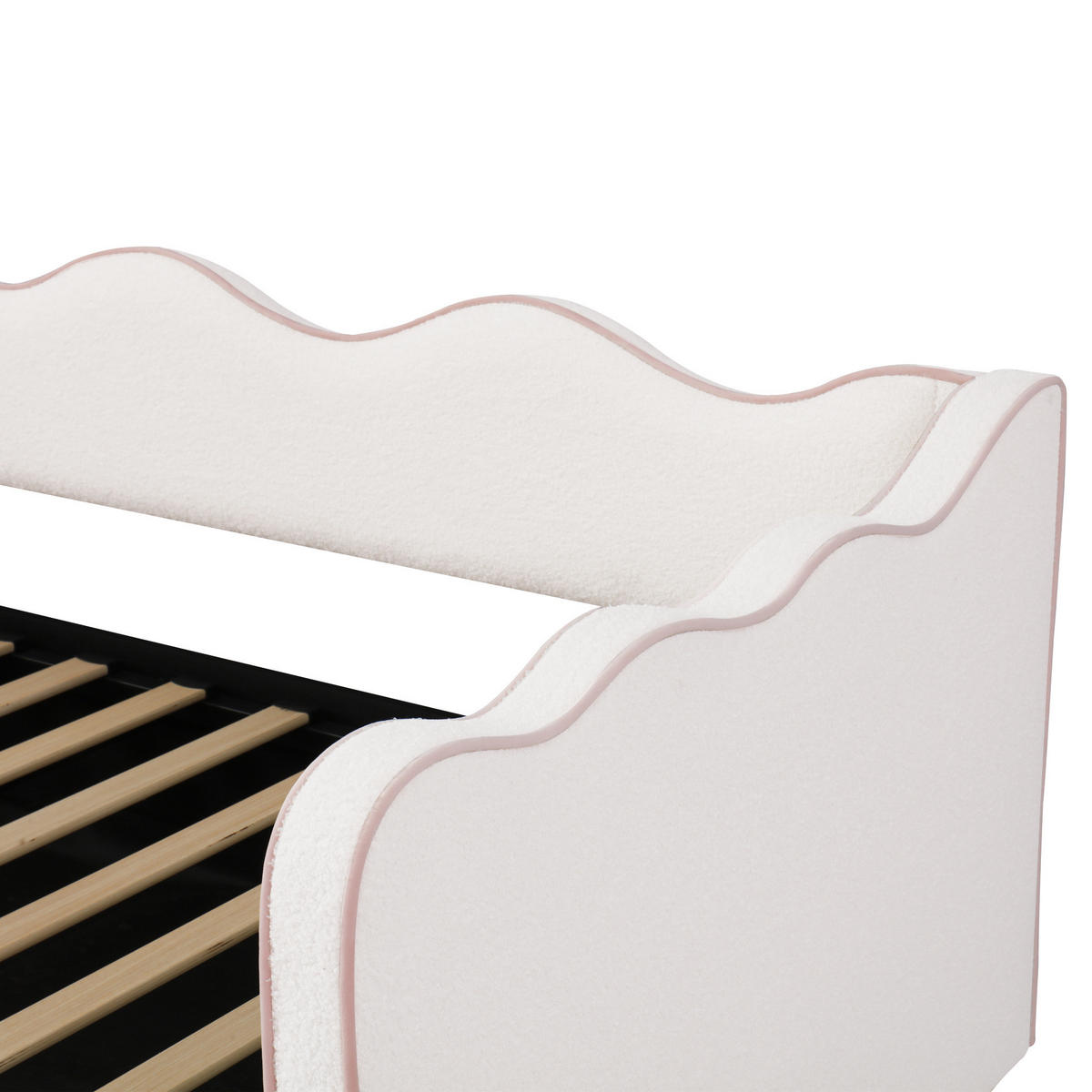 POLSTERBETT 90/200 cm aus Bouclé mit hydraulischem Stauraum und USB-Anschluss Beige - Beige, Textil (90/200cm) - Modenvie