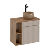 BADMÖBEL-SET 4 Teile - Iconic Cashmere I BM128 in Kaschmir/ Evoke Eiche - Kaschmir/Eiche Artisan, Holz (80/46/46cm)