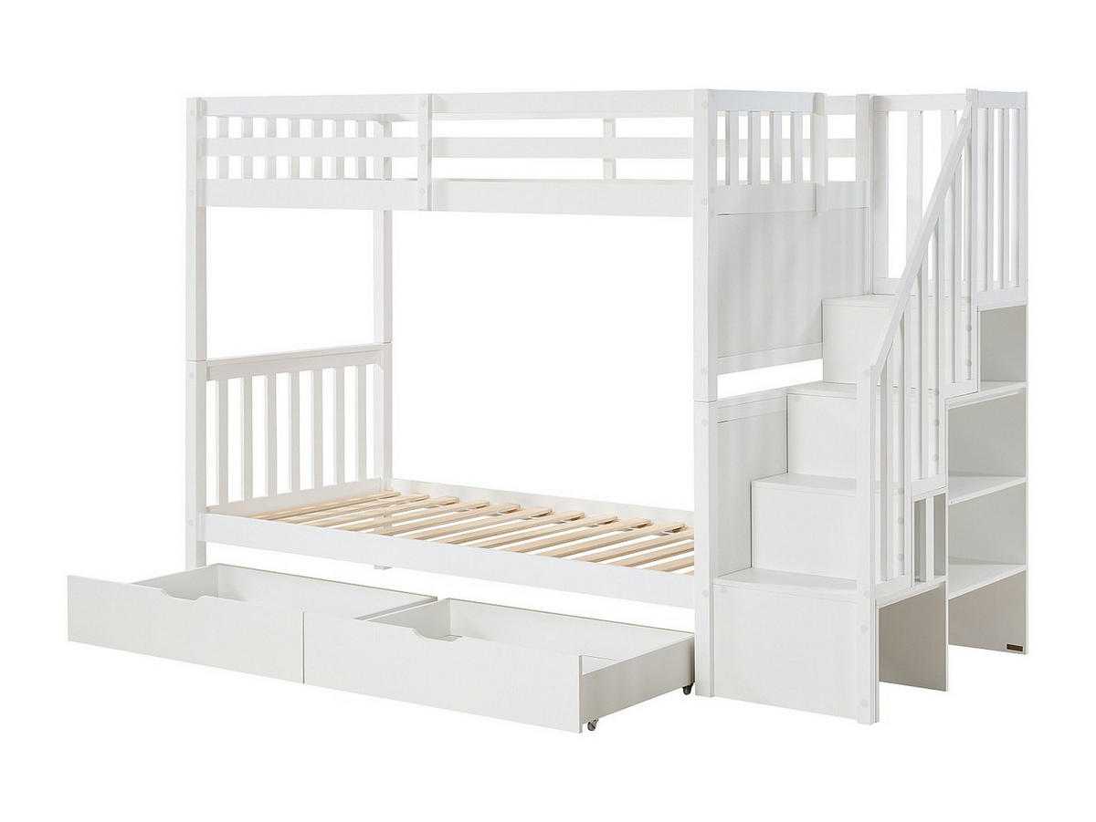 ETAGENBETT - 2 Personen - Holz, Platte - Weiß - - Weiß, Holz (90/190cm) - Vente-Unique