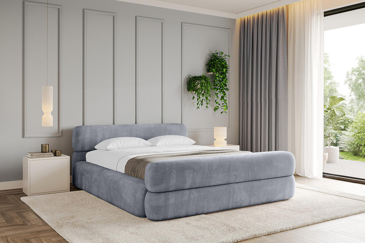 POLSTERBETT mit Bettkasten, Fußteil und Lattenrost, Boxbett ohne Matratze - ENORA-Z-V1 180x200 Grau - Grau, Holzwerkstoff/Textil (180/200cm) - ALTDECOR