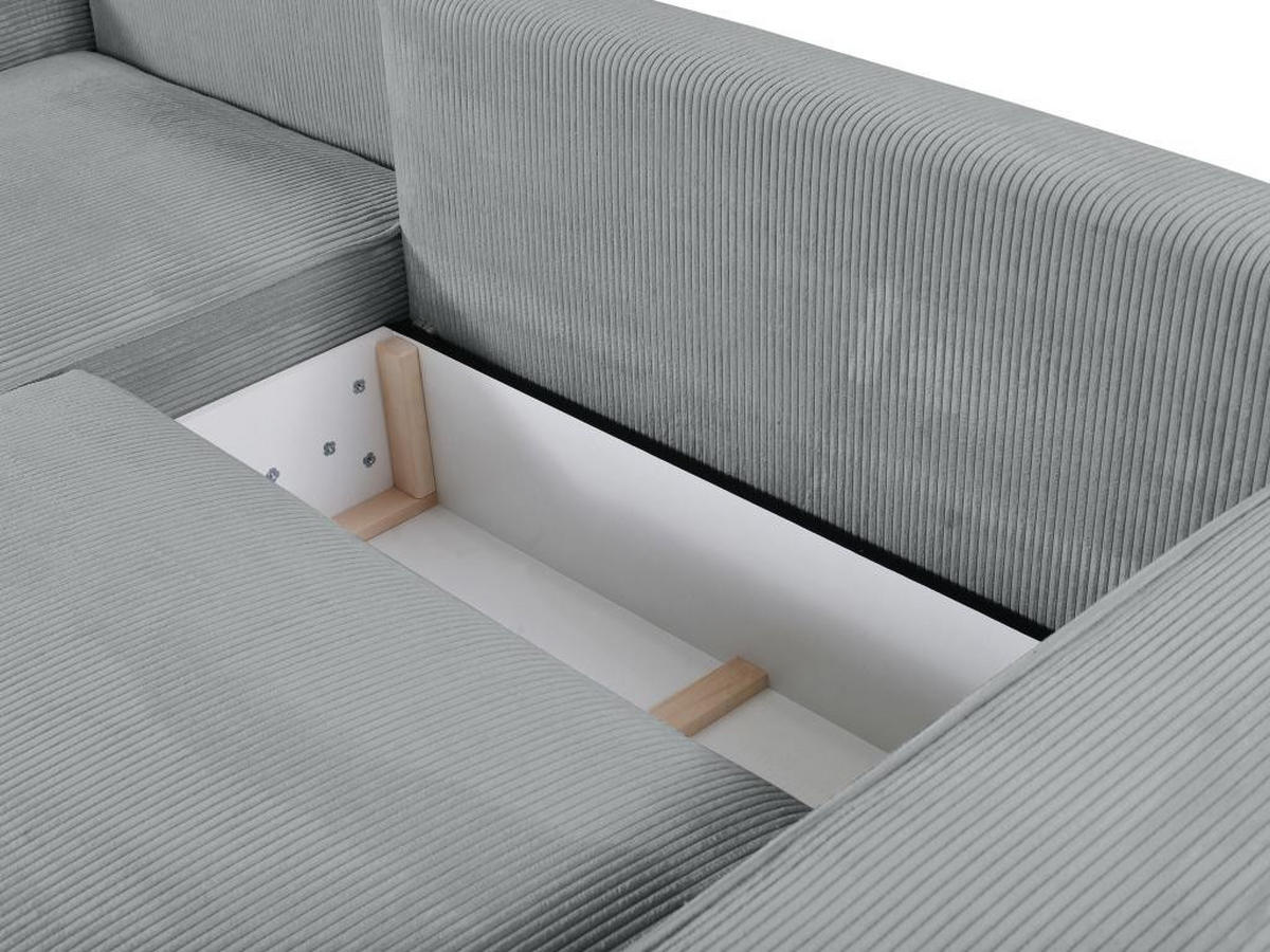 ECKSOFA mit Schlaffunktion - Ecke Links - Cord - Hellgrau - AMELIA - Hellgrau, Textil (167/267cm) - Vente-Unique