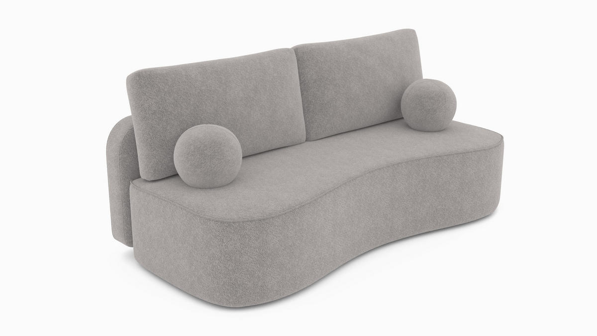 BETTSOFA SANDRO Grau Bucle-Stoff mit Schlaffunktion - Grau, Textil (101/93/207cm) - MASSENO