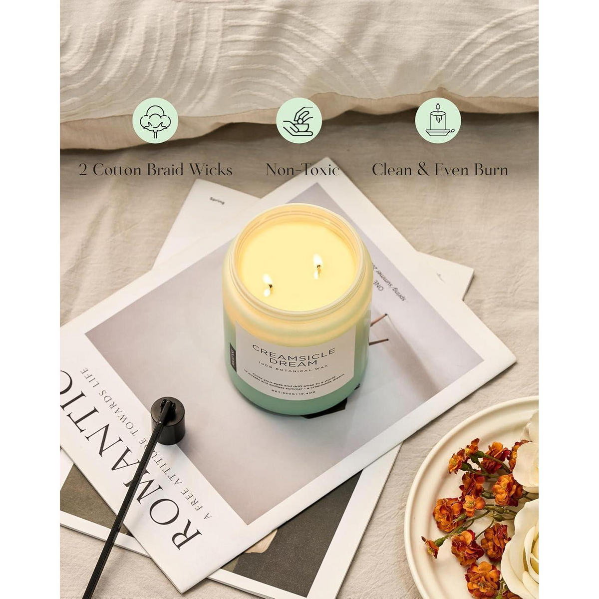 DUFTKERZE Orange Creamsicle 550 g 110 Stunden Brenndauer Sojawachs 2 Dochte - Orange, Paraffin (13cm)