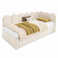 TAGESBETT mit Ausziehbett 90x200/90x190 cm Samt Beige - Beige, Holz (90/200cm) - Meubliv