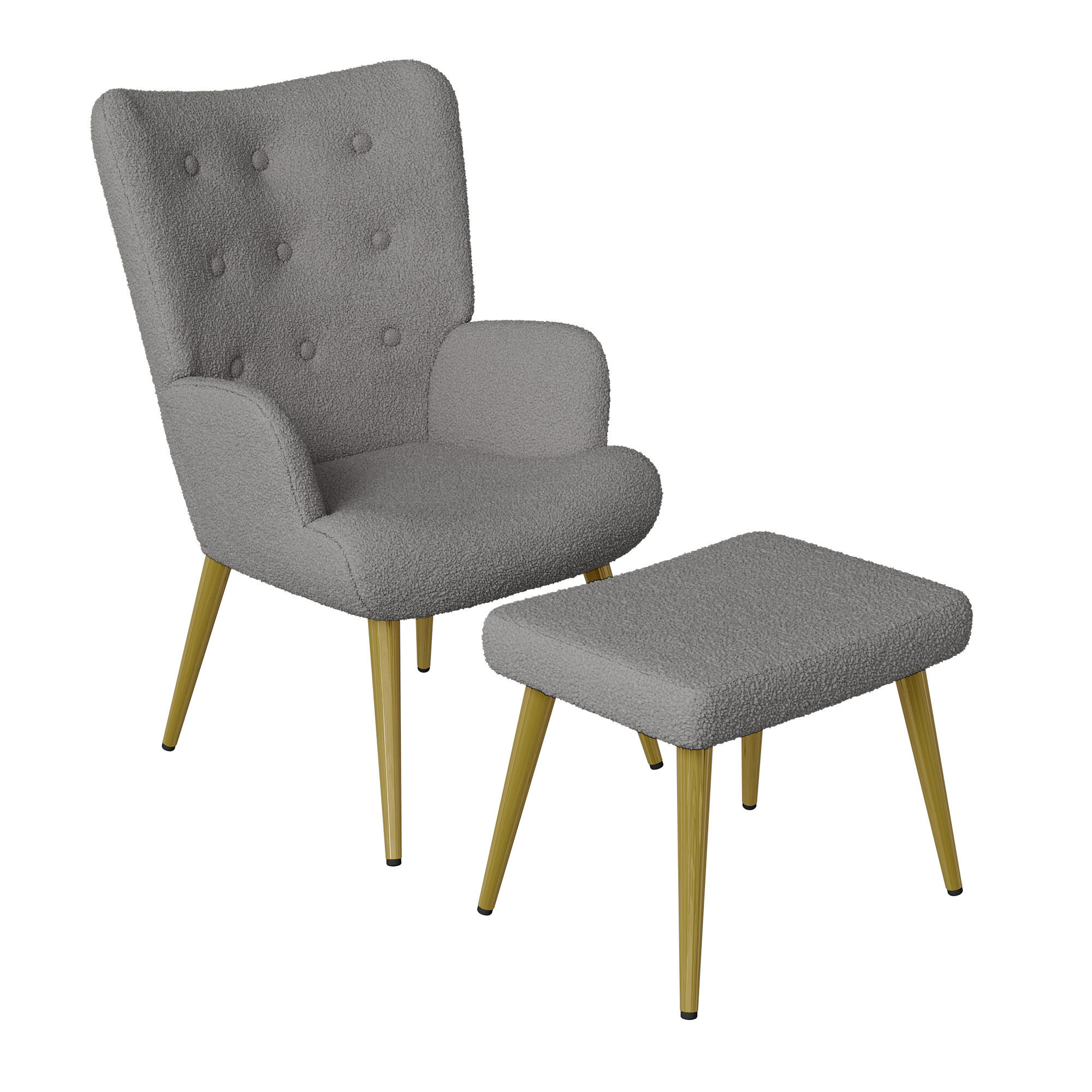 OHRENSESSEL mit Hocker,Dunkelgrau - Dunkelgrau, Metall (53/99.5/68cm)