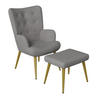 OHRENSESSEL mit Hocker,Dunkelgrau - Dunkelgrau, Metall (53/99.5/68cm)