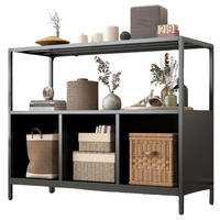 SIDEBOARD CHICAGO Metall offene Fächer 110/43/88 cm - Schwarz, Metall (43/88/110cm) - Coemo