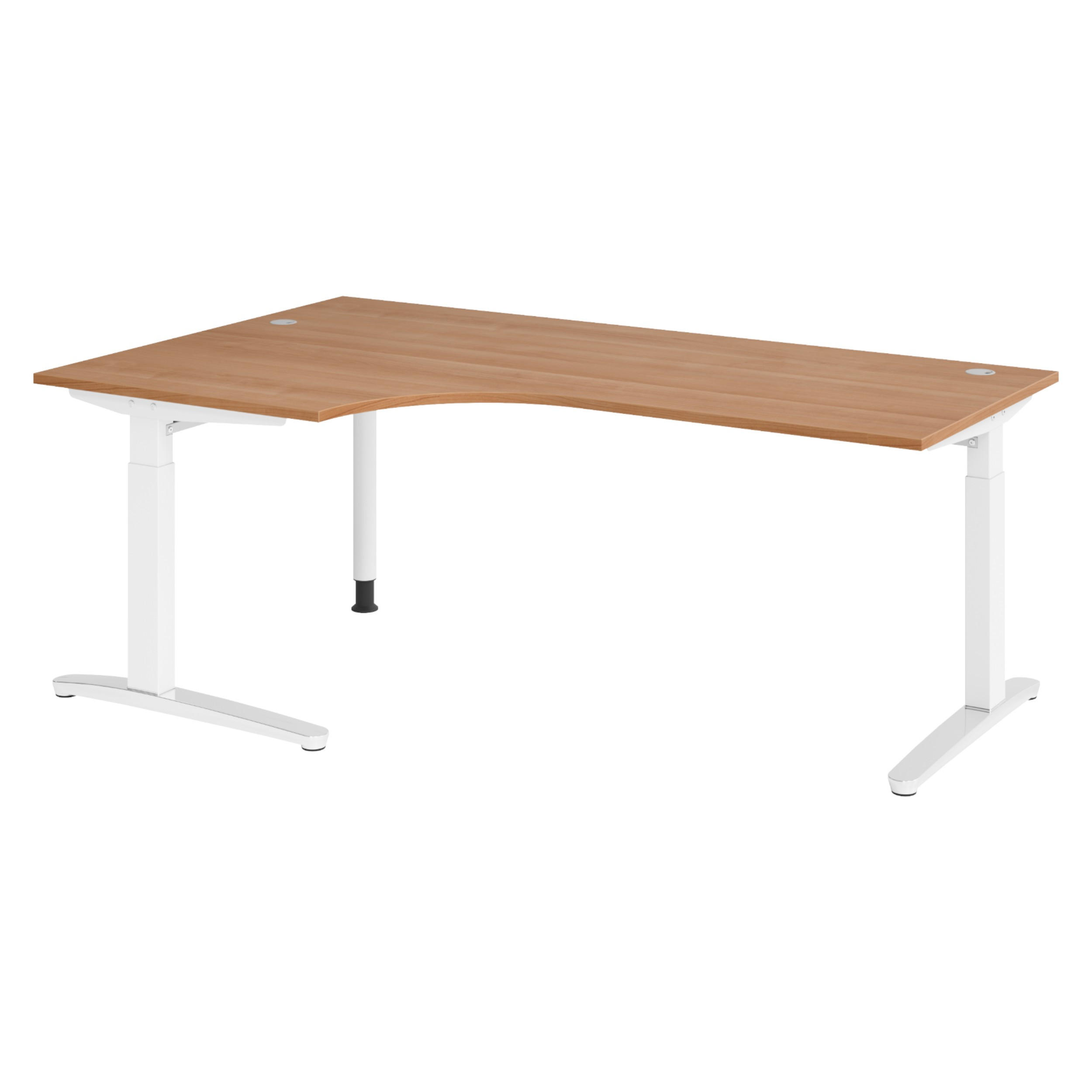 bümö Schreibtisch Nussbaum, Weiß, Silber 200x74x120 cm