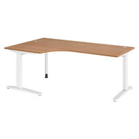 SCHREIBTISCH Serie-XB 120/200/74 cm in Nussbaumfarben/Weiß/Alu poliert - Silberfarben/Nussbaumfarben, Holzwerkstoff (120/200/74cm) - bümö