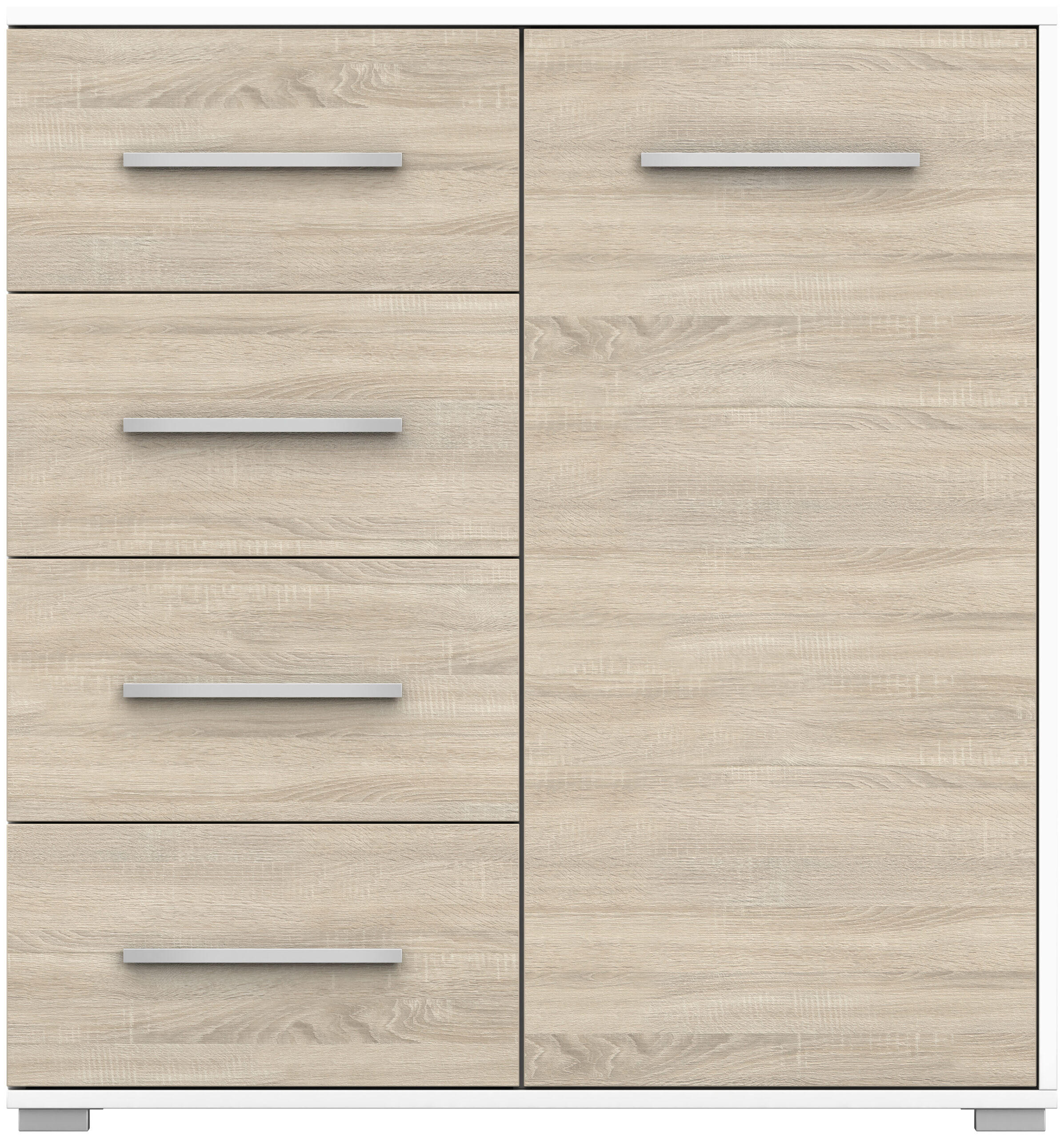 KOMMODE - Highboard IRYS MINI (Weiß + Sonoma) - Weiß/Sonoma Eiche, Holzwerkstoff (90/95/45cm) - Möblo