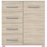KOMMODE - Highboard IRYS MINI (Weiß + Sonoma) - Weiß/Sonoma Eiche, Holzwerkstoff (90/95/45cm) - Möblo