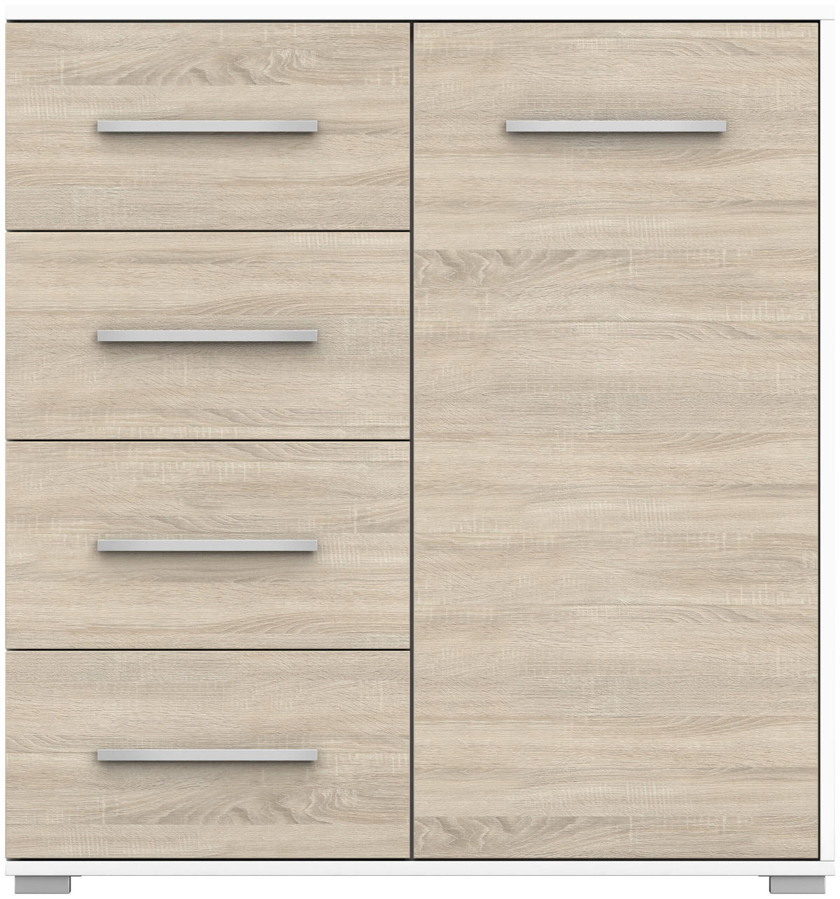 KOMMODE - Highboard IRYS MINI (Weiß + Sonoma) - Weiß/Sonoma Eiche, Holzwerkstoff (90/95/45cm) - Möblo