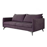 3-SITZER-SOFA Pulse Lila Luxusmicrofaser - Lila/Schwarz, Holz/Textil (199/86/91cm) - S-Style Möbel