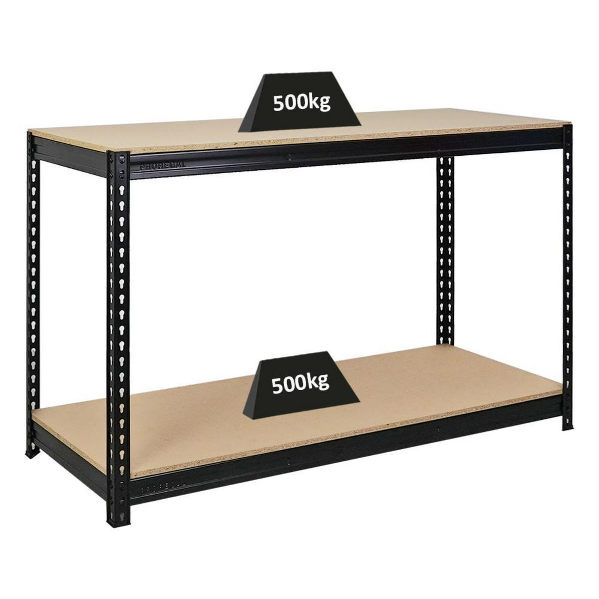 WERKBANK Strong Beast 90x150x60 cm Fachlast 500 kg Schwarz - Schwarz, Metall (150/90/60cm) - PROREGAL