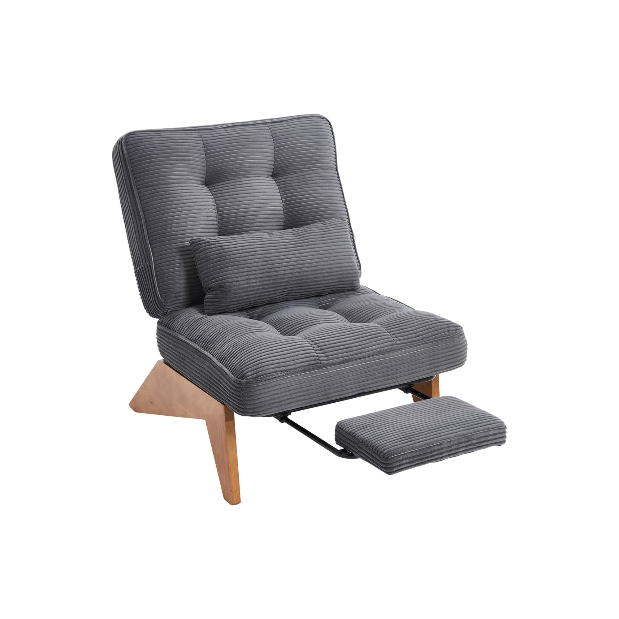 SESSEL Relaxsessel mit Fußstütze & Lendenkissen,verstellbar,Dunkelgrau - Dunkelgrau, Holz (73/90/59cm) - LVHOM
