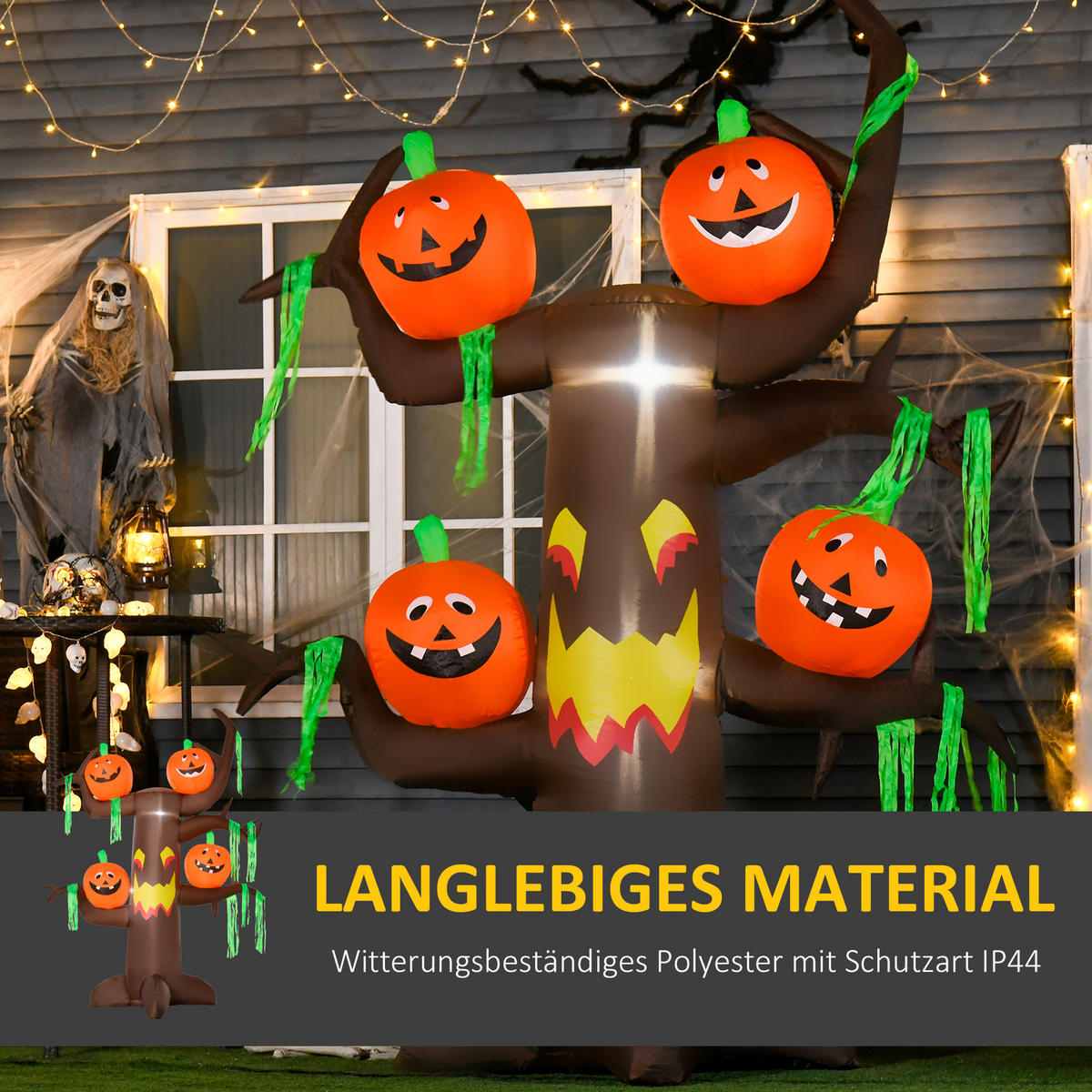 HALLOWEEN AUFBLASBARER BAUM, Mehrfarbig, Polyester - Multicolor, Kunststoff (80/240/180cm) - HOMCOM