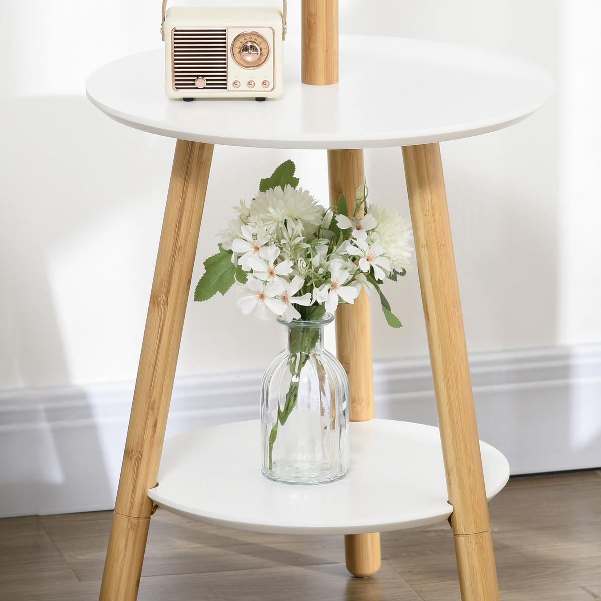 GARDEROBENSTÄNDER DE-17165 5 Haken & 2 Ablagen Natur - Naturfarben, Naturmaterialien (39.5/171/39.5cm) - ComfortXL