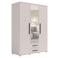 KLEIDERSCHRANK Modena 150cm mit Spiegel Kaschmir - Kaschmir/Schwarz, Holzwerkstoff/Kunststoff (150/206/59cm) - Ravio